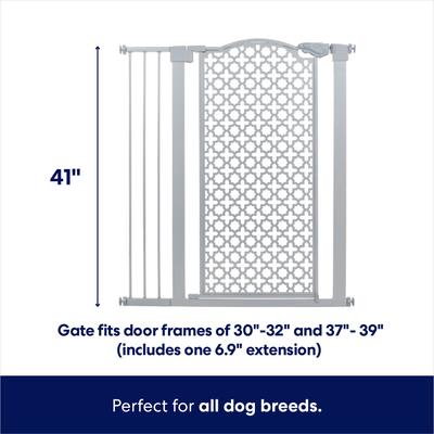 Show full view: Frisco Metal Pattern Extra Tall Auto-close Dog Gate, 41-in, Gray slide 2 of 8