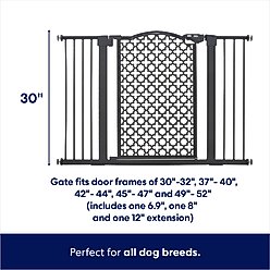 Frisco Metal Pattern Extra Wide Auto-close Dog Gate, 30-in, Black slide 2 of 5