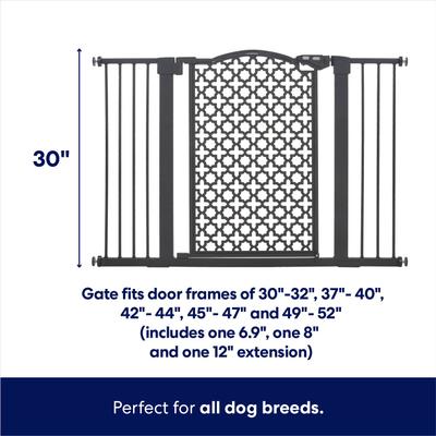Show full view: Frisco Metal Pattern Extra Wide Auto-close Dog Gate, 30-in, Black slide 2 of 8
