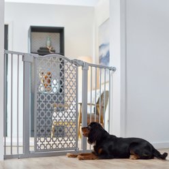 Frisco Metal Pattern Extra Wide Auto-close Dog Gate, 30-in, Gray