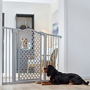 Frisco Metal Pattern Extra Wide Auto-close Dog Gate, 30-in, Gray