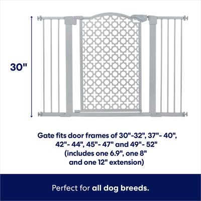 Show full view: Frisco Metal Pattern Extra Wide Auto-close Dog Gate, 30-in, Gray slide 2 of 8