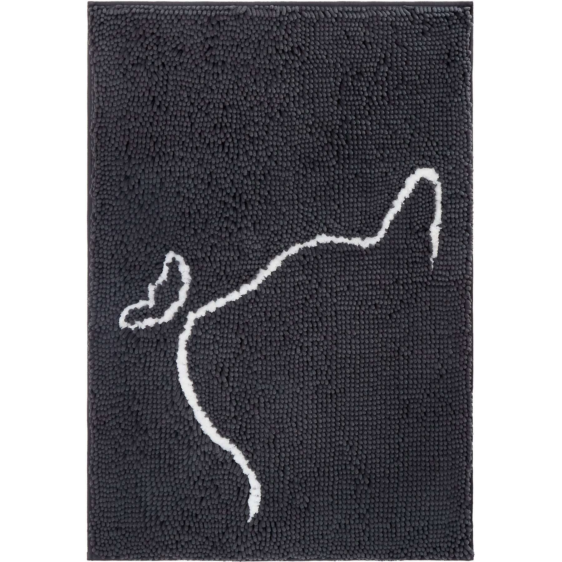 Frisco Microfiber Chenille Cat Silhouette Litter Mat, Gray