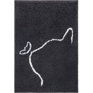Frisco Microfiber Chenille Cat Silhouette Litter Mat, Gray