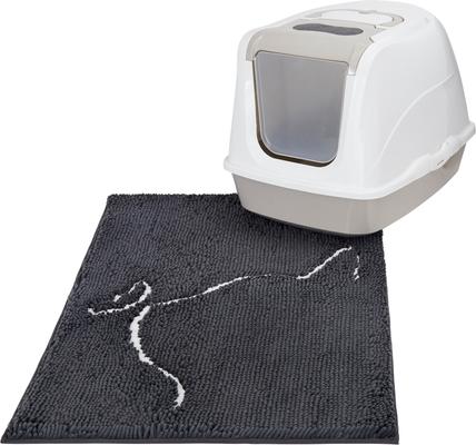 Show full view: Frisco Microfiber Chenille Cat Silhouette Litter Mat, Gray slide 4 of 7