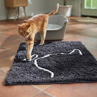 Show full view: Frisco Microfiber Chenille Cat Silhouette Litter Mat, Gray slide 5 of 7