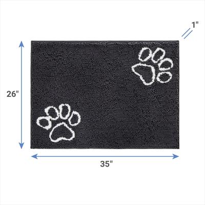 Show full view: Frisco Microfiber Chenille Paw Print Doormat, Gray slide 3 of 7