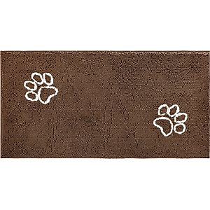 Frisco Microfiber Chenille Paw Print Doormat Runner, Brown