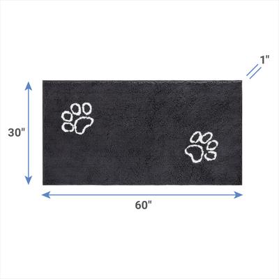 Show full view: Frisco Microfiber Chenille Paw Print Doormat Runner, Gray slide 2 of 6