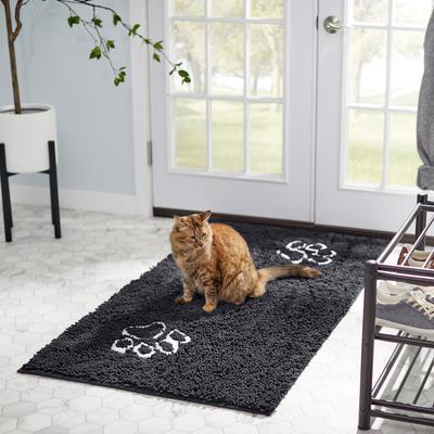 Show full view: Frisco Microfiber Chenille Paw Print Doormat Runner, Gray slide 4 of 6
