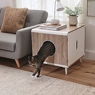 Frisco Mid-Century Modern Side Table Cat Litter Box Cover, Almond slide 1 of 4