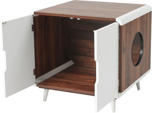 Show full view: Frisco Mid-Century Modern Side Table Cat Litter Box Cover, Walnut slide 3 of 7