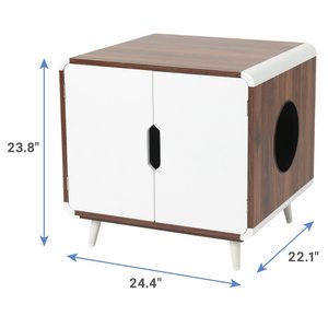 Frisco Mid-Century Modern Side Table Cat Litter Box Cover, Walnut