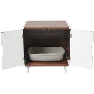 Frisco Mid-Century Modern Side Table Cat Litter Box Cover, Walnut
