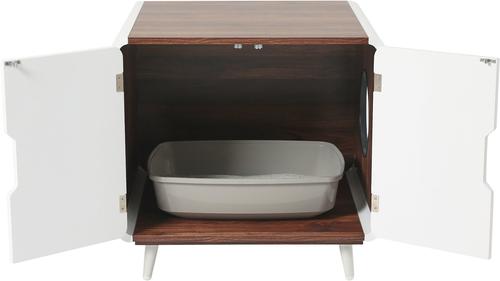 Show full view: Frisco Mid-Century Modern Side Table Cat Litter Box Cover, Walnut slide 5 of 7