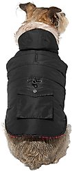 Frisco Mid-Heavyweight Cinching Insulated Dog & Cat Parka, Black/Red Plaid, Medium