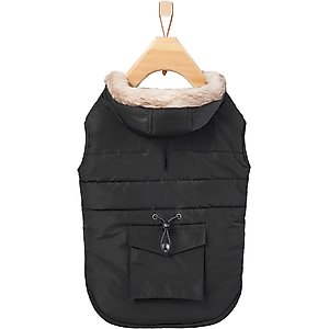 Frisco Mid-Heavyweight Cinching Insulated Dog & Cat Parka, Black/Red Plaid, Medium