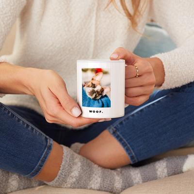 Show full view: Frisco Minimalistic Woof White Personalized Coffee Mug, 15-oz slide 4 of 5