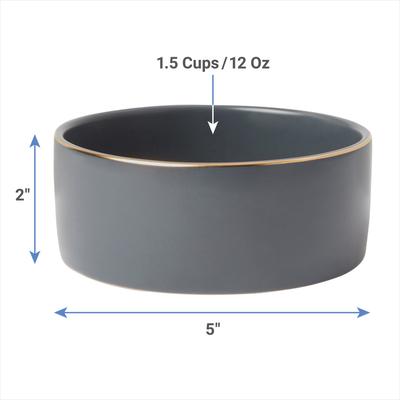 Show full view: Frisco Modern Gold Rim Ceramic Bowl, Deep Sea Blue, Small: 1.5 cup slide 2 of 8