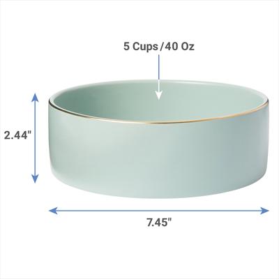 Show full view: Frisco Modern Gold Rim Ceramic Bowl, Soft Seafoam, Medium: 5 cup slide 2 of 7