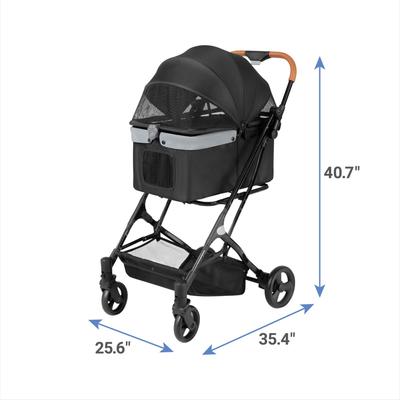 Show full view: Frisco Modern No-Zip, Collapsible Cat & Dog Stroller, Black slide 2 of 9