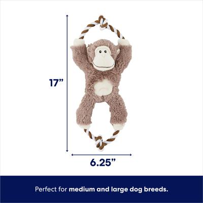 Show full view: Frisco Monkey + Cow Plush with Inside Rope Squeaky Dog Toy slide 3 of 10