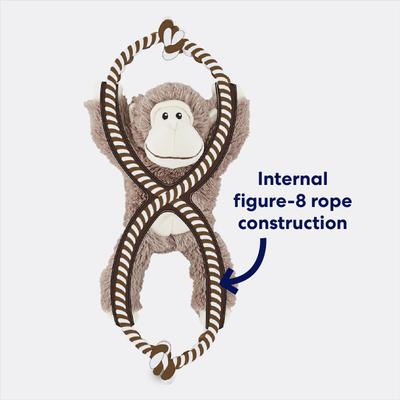 Show full view: Frisco Monkey + Cow Plush with Inside Rope Squeaky Dog Toy slide 4 of 10