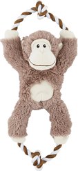 Frisco Monkey Plush with Rope Squeaky Dog Toy, Medium/Large