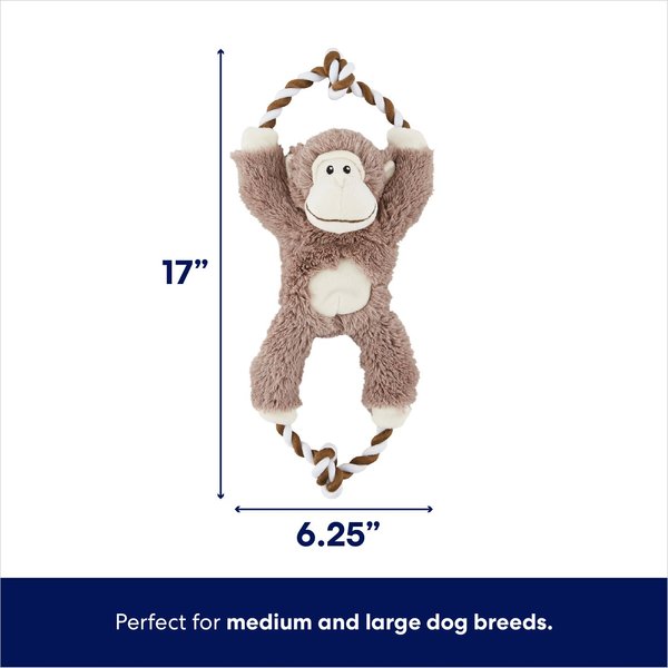Show full view: Frisco Monkey Plush with Rope Squeaky Dog Toy, Medium/Large slide 2 of 6