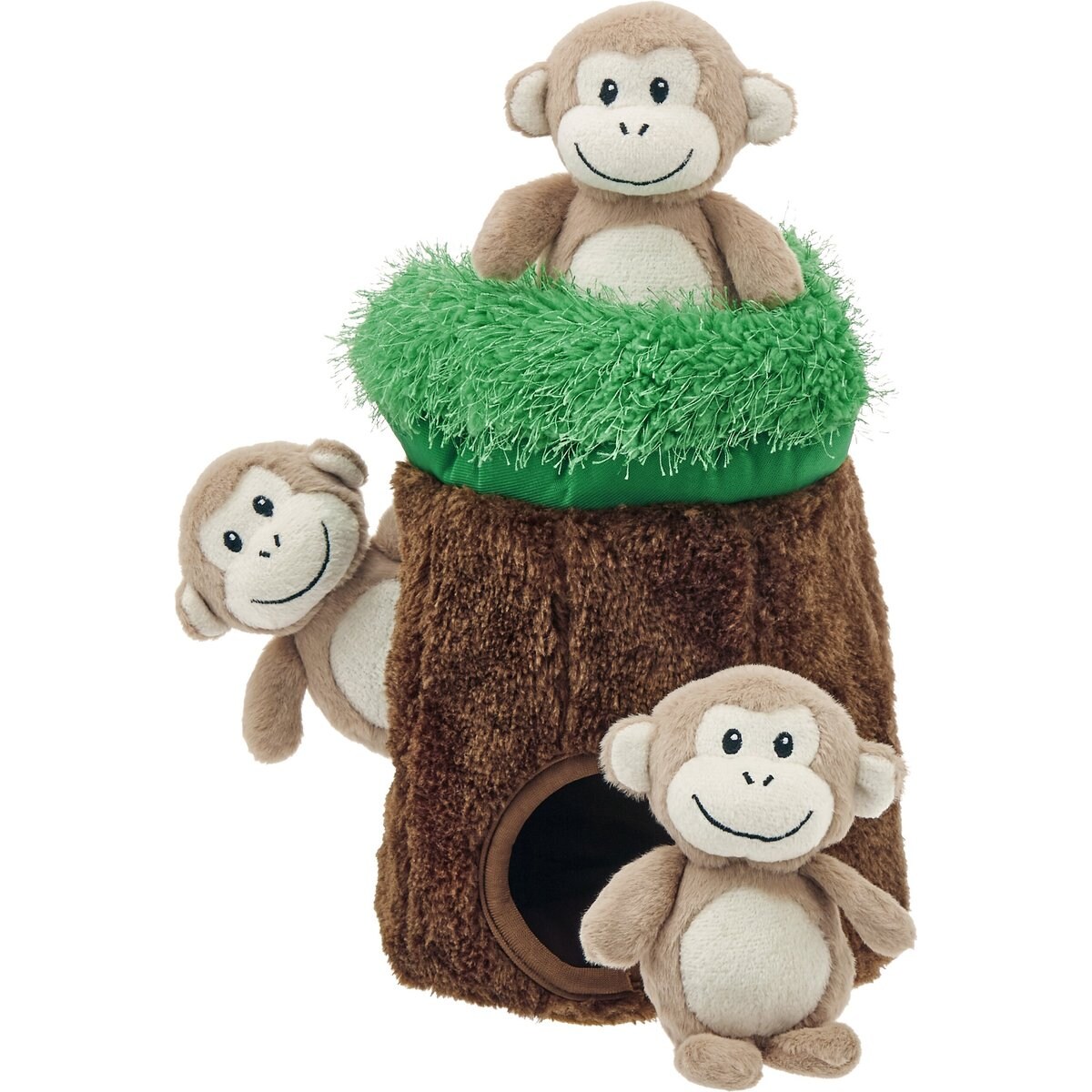 Frisco Monkeys in Tree Hide & Seek Puzzle Plush Squeaky Dog Toy, Small/Medium