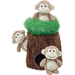 Frisco Monkeys in Tree Hide & Seek Puzzle Plush Squeaky Dog Toy, Small/Medium