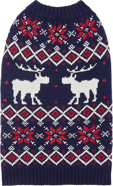 Show full view: Frisco Moose Fair Isle Dog & Cat Sweater, Navy, Medium slide 3 of 8