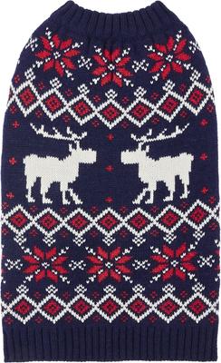 Show full view: Frisco Moose Fair Isle Dog & Cat Sweater, Navy, XX-Large slide 4 of 9