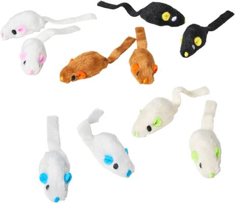 Show full view: Frisco Mouse Cat Toy with Catnip, Bright Neutral Multicolor, 10 count slide 1 of 6