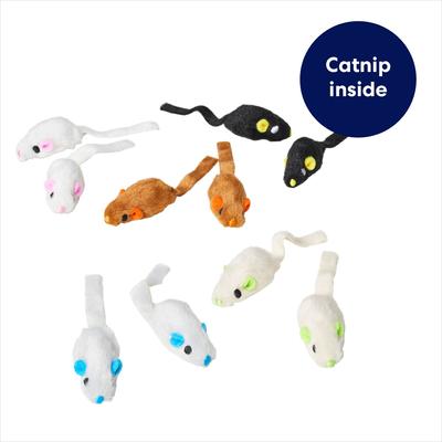 Show full view: Frisco Mouse Cat Toy with Catnip, Bright Neutral Multicolor, 10 count slide 3 of 6