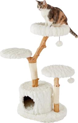 Show full view: Frisco Natural Wood Modern Cat Tree with Toy, Ivory, Large slide 3 of 8
