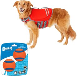 Frisco Neoprene Life Jacket, Large + Chuckit! Ultra Rubber Ball Tough Dog Toy, Medium