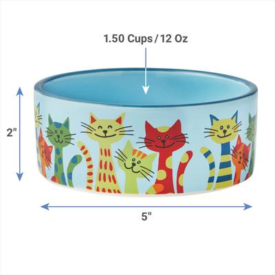 Show full view: Frisco New York Non-skid Ceramic Cat Bowl, Multi Color, 1.5 cup, 1 count slide 2 of 8