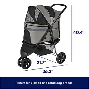 Frisco No-Zip, Collapsible Cat & Dog Stroller, Grey