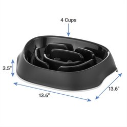 Frisco Non-Skid Slow Feeder Dog & Small Pet Bowl, Black, Medium: 4 cup slide 2 of 5