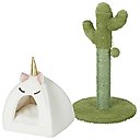 Frisco Novelty Unicorn Covered Bed + Cactus Cat Scratching Post, 22-in
