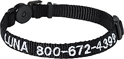 Frisco Nylon Personalized Breakaway Cat Collar with Bell, Black, 8 to 12-in neck, 3/8-in wide