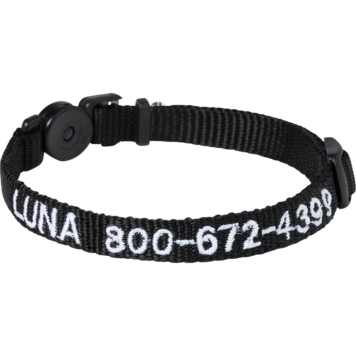 Frisco Nylon Personalized Breakaway Cat Collar with Bell, Black, 8 to 12-in neck, 3/8-in wide