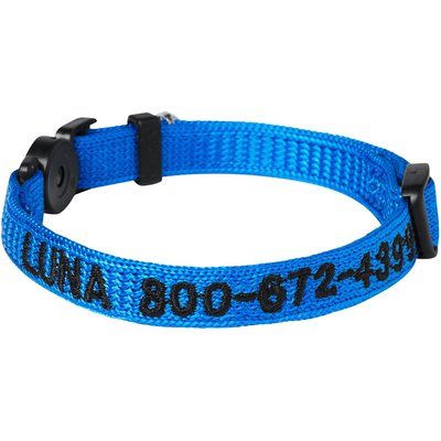Frisco Frisco Nylon Personalized Breakaway Cat Collar with Bell, Blue, 8 to 12-in neck, 3/8-in wide