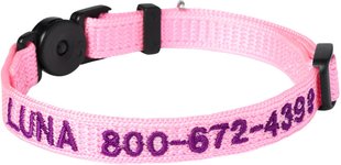 Frisco Nylon Personalized Breakaway Cat Collar with Bell, Pink, 8 to 12-in neck, 3/8-in wide
