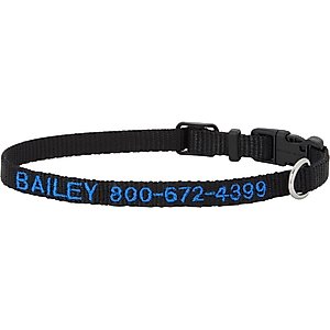 Frisco Nylon Personalized Dog Collar, Black, XS: 8 to 12-in neck, 5/8-in W