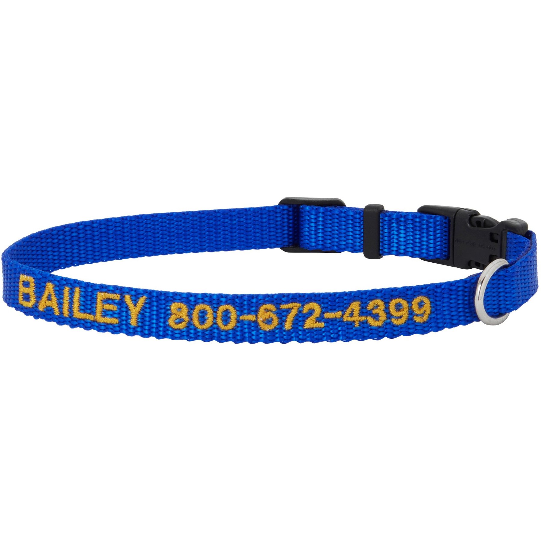 Frisco Nylon Personalized Dog Collar, Blue, XS: 8 to 12-in neck, 5/8-in W