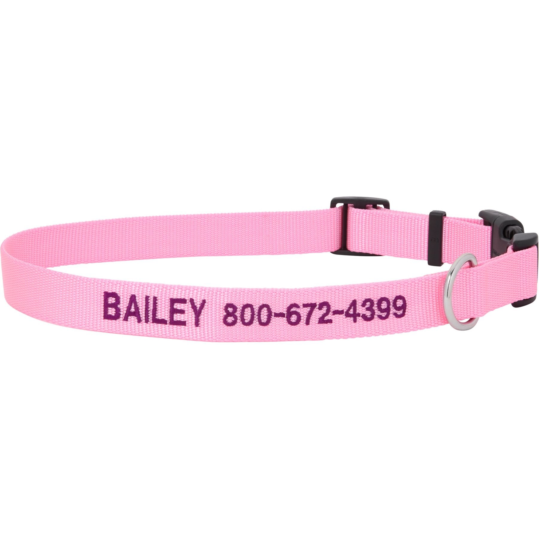 Custom Nylon Dog Collar, Pink, Large: 18 to 26-in neck, 1-in wide, Frisco