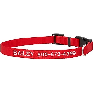 Frisco Nylon Personalized Dog Collar, Red, Medium: 14 to 20-in neck, 3/4-in wide