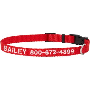 Frisco Nylon Personalized Dog Collar, Red, XS: 8 to 12-in neck, 5/8-in W